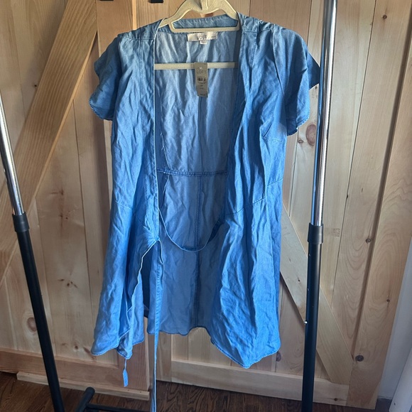 LOFT Light Blue Midi Wrap Dress - Picture 5 of 5